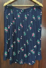 Alfred Dunner Woman's Navy Pleated Floral Pull-on Skirt - Size 12