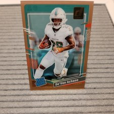 2023 Panini Clearly Donruss - Rated Rookie De'Von Achane #59 Orange /75 (RC)