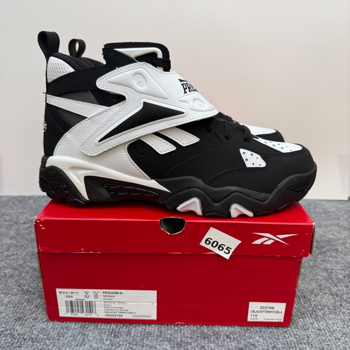 Reebok Preseason 94 Mid Black White 100202788 Men's Size 9.5 | eBay