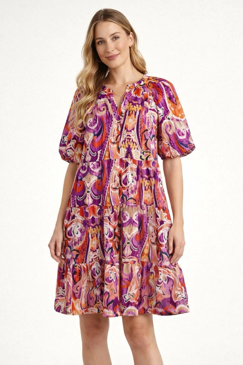 spring dresses midi Pink and Purple Floral Midi Dress – FEHRNVI