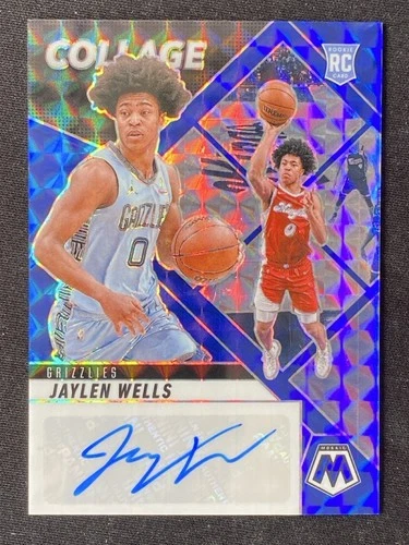 Jaylen Wells 2024-25 Panini Prizm Collage Blue Mosaic Auto RC /35 #CAM-WEL