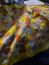 Vera Neumann Signed Scarf Silk Mix Brown Burnt Orange Yellow Art Design 17x17