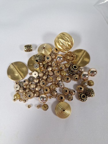 Small Lot Of Goldtone Spacer Beads Variety Of Shapes And Sizes 