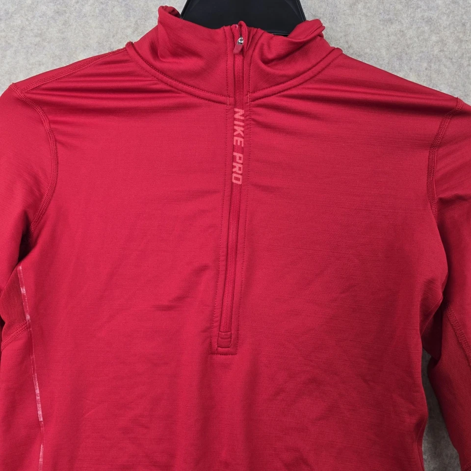 Pullover Nike Pro Hyperwarm para mujer rojo manga larga media cremallera M mezcla de poliéster Foto 4 de 4