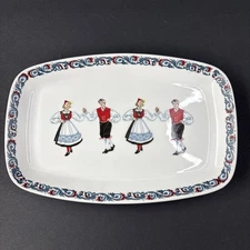 VTG Figgjo Hardanger Bunad Folk Dancers Norway Platter Turi Gramstad Oliver