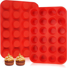 2 Stück Mini Muffinform Silikon, 24 Tassen Muffin Form, Muffinblech Wiederver