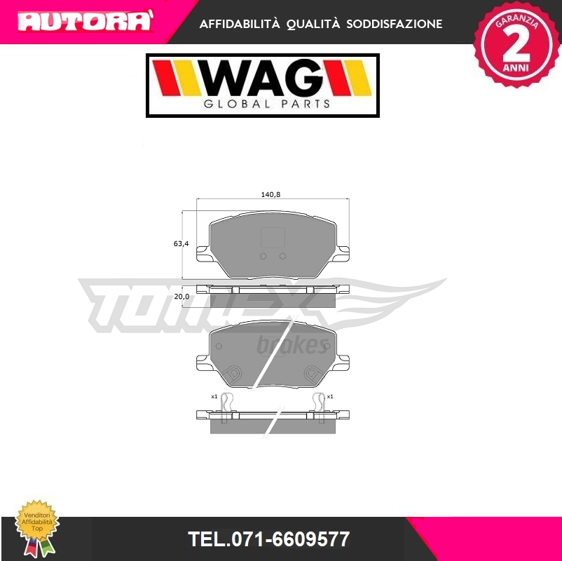 1817 Kit pastiglie freno ant. Fiat 500 X (MARCA WAG)..