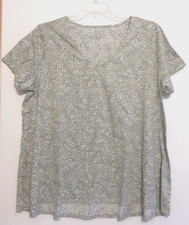 NWT PURE JILL J JILL SIDE SLIT V NECK PIMA ELLIPTICAL TEE-XL-THYME VINES