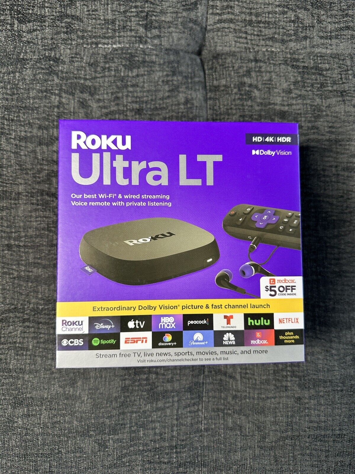 Roku Ultra Lt Streaming Device 4K/Hdr/Dolby Vision With Roku Voice Remote 2022