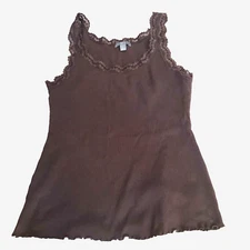 Y2K Apt 9 Cami Top Large Crochet Lace Tank Babydoll Ribbed Fairy Grunge Coquette