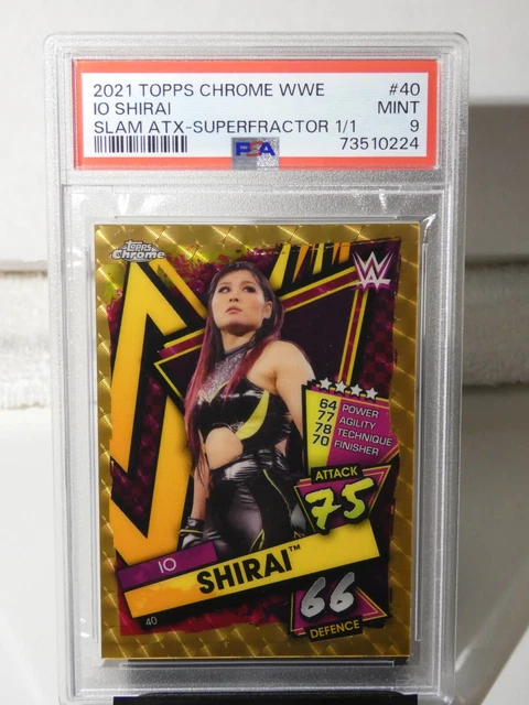 Iyo Sky Io Shirai 2021 WWE Topps Chrome Slam Attax Superfractor 1/1 PSA 9