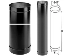1 Chimney Stove Pipe 6" Dia Single Wall Steel 24-Gauge 48" Length Single Headed