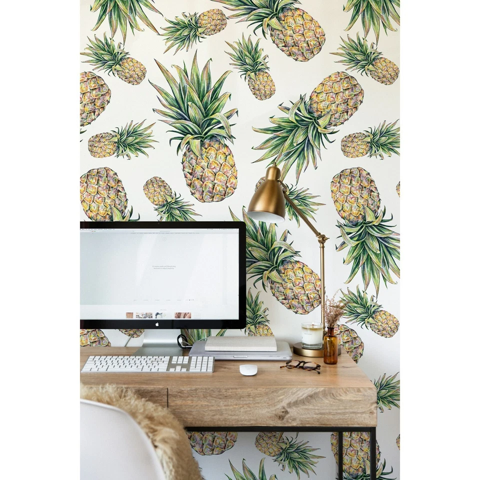 Falling Pineapples Non-Woven wallpaper watercolor feminime abstract painting - Image 2 of 4