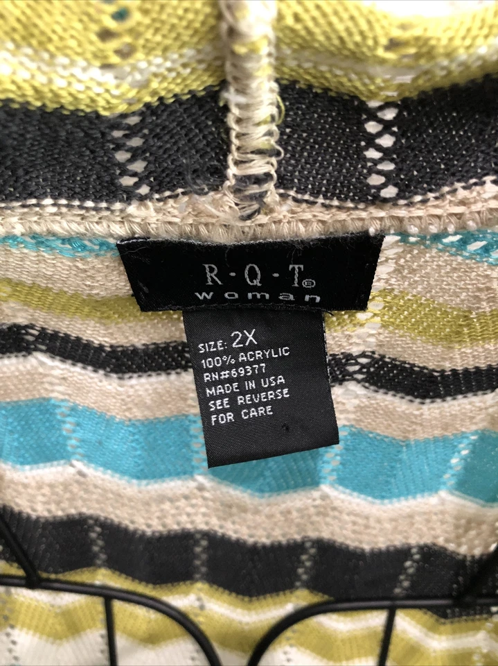 2X Plus Suéter Cárdigan Multicolor Rayas Manga Larga Elástico Abierto #100 Foto 2 de 4