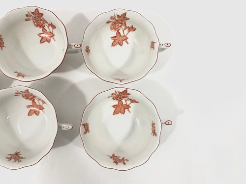 5x Herend Eton Rust Red Tea Cups & Saucers Set - Picture 5 of 14