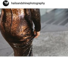 Vintage Escada Couture Bronze Sequined Gown Size EU 38, AU 10, US 6