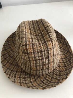 Vintage Herbert Johnson Wool Tweed Trilby Hat 58cm UK