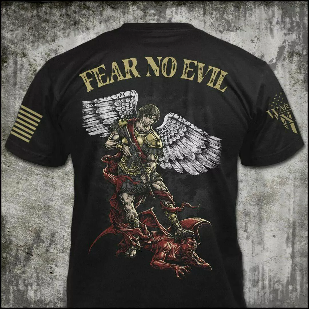 Saint Michael Fear No Evil T - SHIRT US Size Fathers Day Gift Best