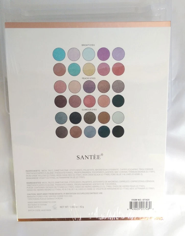 Santee 30 COLORS EYESHADOW PALLETE Makeup Mix Palette Eye Shadow Shade - Image 4 of 4