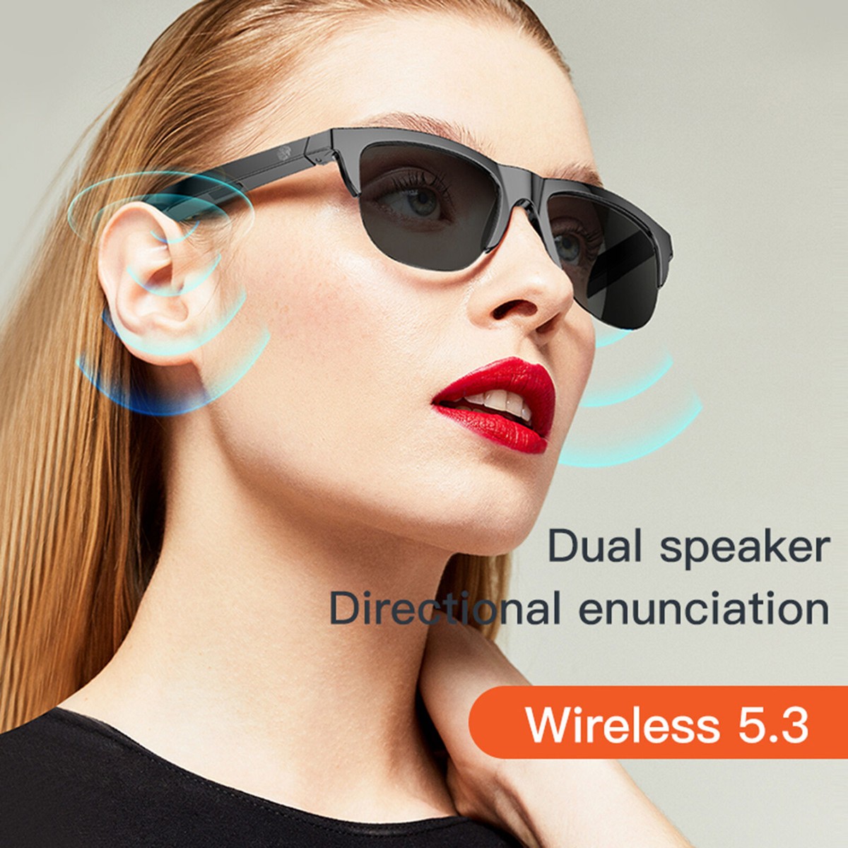 Smart Bluetooth Bone Conduction Sunglasses Glasses Earphones