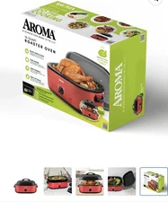 18 Cuartos. Roaster Oven Eléctrico con Tapa Alta Tipo Cúpula, 8 Esmaltes , Roja