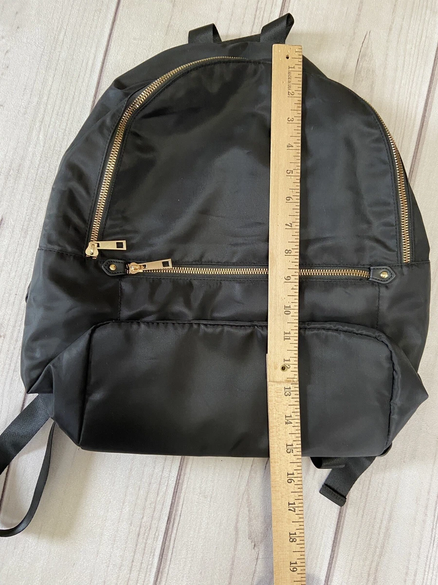 A New Day Black Backpack Purse Medium Gold Tone Zippers