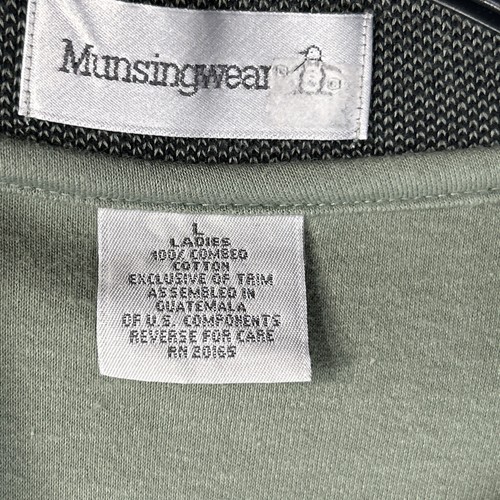 Munsingwear Polo Shirt Womens Large Short Sleeve Green Cotton - Picture 4 of 14