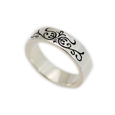 ARABESQUE ENGRAVING 925 STERLING SILVER BIKER ROCKABILLY GOTHIC RING ks-r089