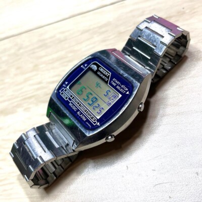 Orient Music Alarm Digital Men's Watch Vintage Blue Dial Metal