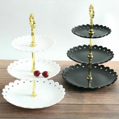 3-Tier Cupcake Stand Cake Round Serving Display Dessert Plate Rack Wedding Party - Picture 3 of 14