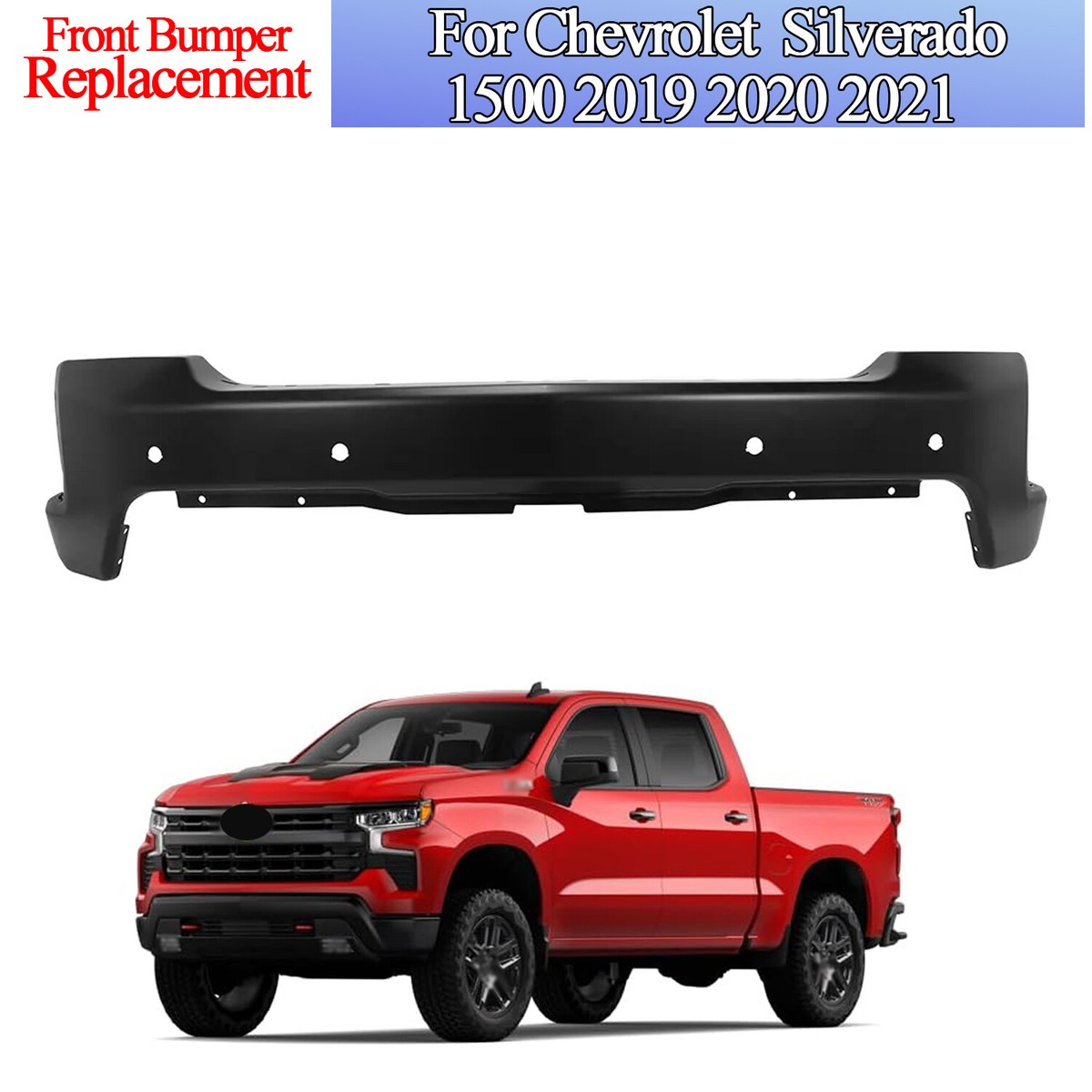 For 2019-2021 Chevy Silverado 1500 Front Steel Bumper Face