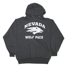 Mens Black Nevada Wolf Pack Pullover Hoodie M Cotton Blend Casual