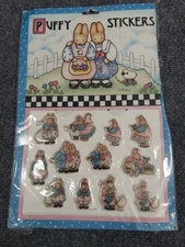 Vtg Daisy Kingdom 1992 Puffy Stickers Rabbits Collectible Ephemera Scrapbook