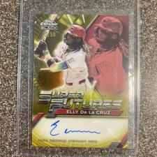 🔥🚨🔥ELLY DE LA CRUZ 2025 TOPPS CHROME BLACK SUPER FUTURES GOLD AUTO 12/50