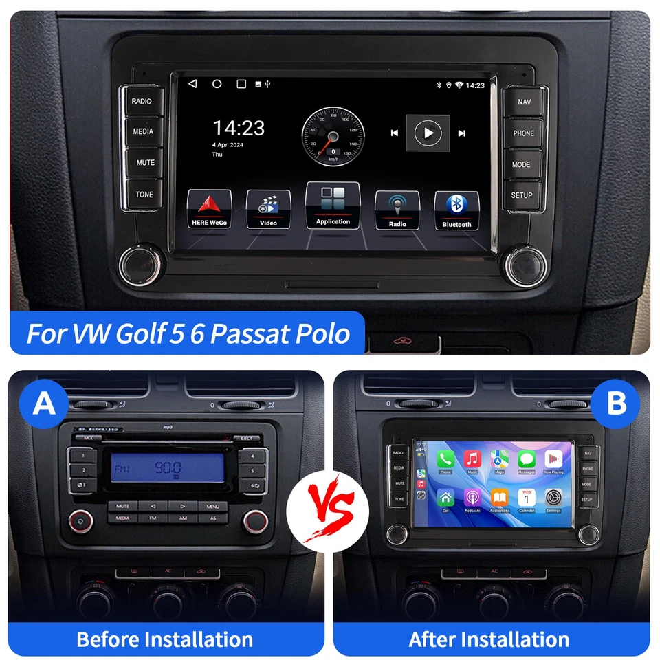 For VW GOLF MK5 MK6 7" Apple Carplay Car Stereo Radio Android14 GPS+ WiFi BT+AHD - image 4 of 4