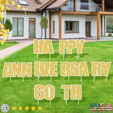 60th Wedding Anniversary Yard Signs Set of 8 Durable Outdoor Decor Signs New