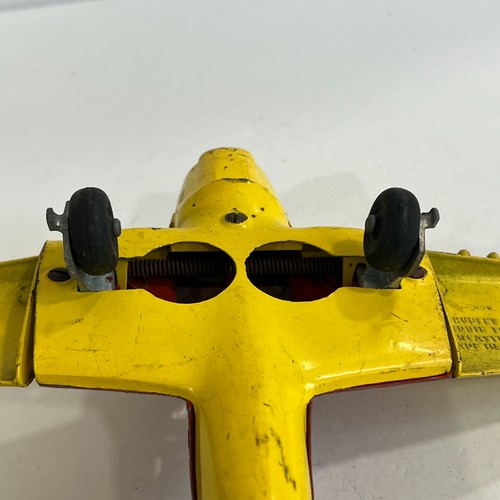 Orig 1950's Hubley Kiddie Toy Airplane #495 Flying Circus Yellow Red Vintage - Picture 8 of 13