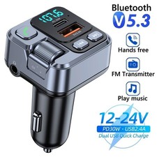 Bluetooth 5.1 Car FM Transmitter PD Fast Charger USB U Disk LED Display