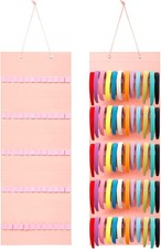 Hanging Hair Tie Storage Box for Girls Storage Box Solid Color, Pink 