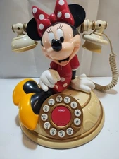 Vintage Disney Minnie Mouse Dial Phone Telemania Talks Cord Desk Phone Untested