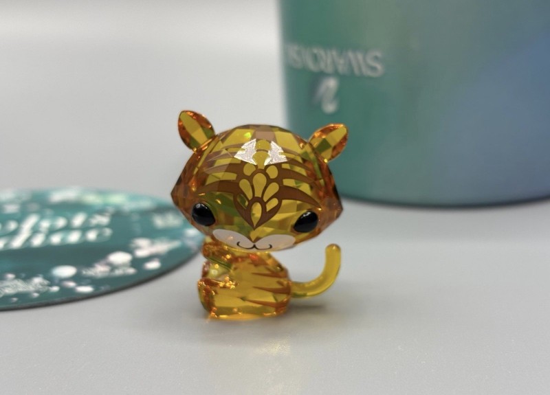 Swarovski Crystal Tiger Figurine Orange 3cm Animal Collectible
