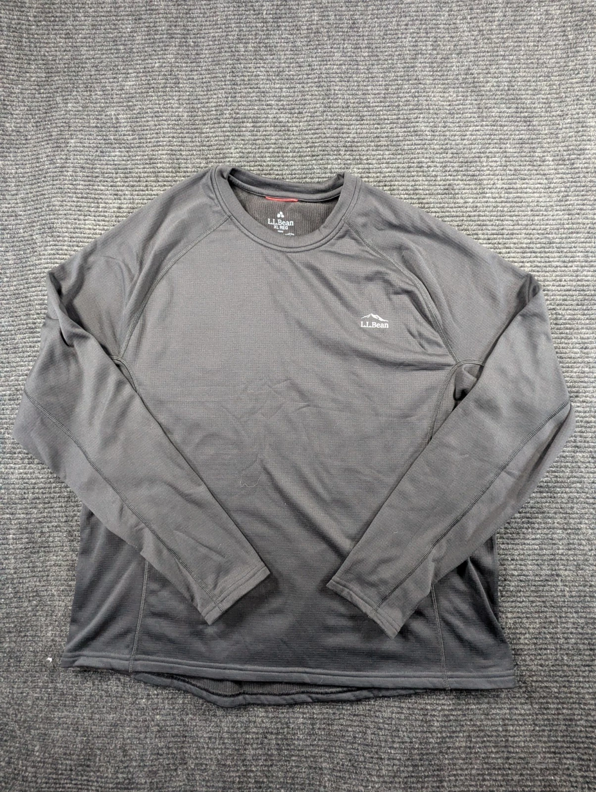 L.L.Bean Midweight Baselayer Crew Top Mens XL Black Raglan Sleeve Athleisure