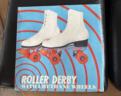 Roller Derby, urethane wheels, Gr.  9 (39/40), weiß, Leder, Vintage, wie neu!