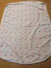Parents Choice White Pink Blue Yellow Heart Baby Blanket 30” x 26” Thermal 