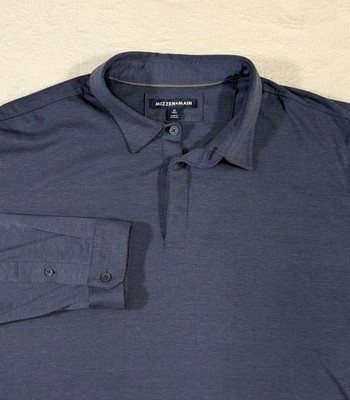 Mizzen Main Shirt Mens Extra Large XL Blue Filmore Performance Golf Polo Trim