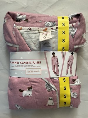 NEW Sz S Munki Munki Pajama Set Women Pink Sassy Cats Flannel-TAYLOR SWIFT CATS