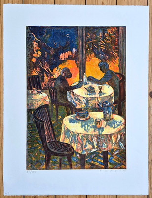Esteban FEKETE, Original Farb Holzschnitt handsigniert WVZ 463, 50,5 x 65,5 cm