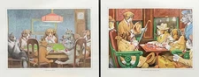 Dogs Playing Poker Set of Two 8x10 Prints, A Friend in Need, His Station 4 Aces