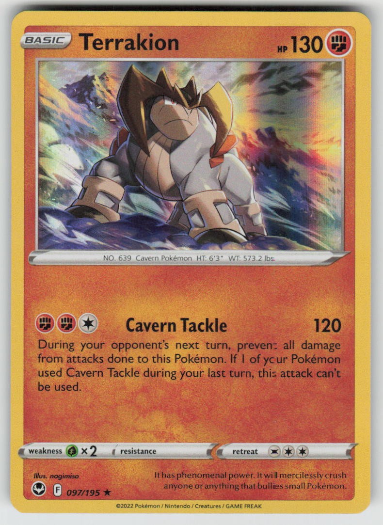Holo Terrakion 097/195 Rare Silver Tempest Near Mint