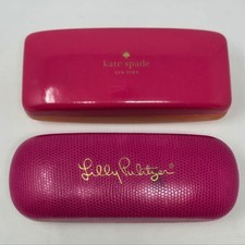 KATE SPADE LILLY PULITZER PINK CLAMSHELL HARD GLASSES CASE SET OF 2 SUNGLASSES